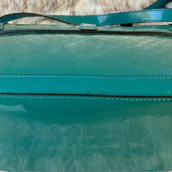 Gucci Teal Blue Microguccissima Patent Leather Crossbody Bag - Picture 8 of 15